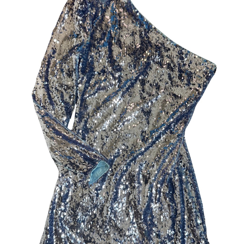 Bardot Blue Sequin One Shoulder Dress size 6/M - Picture 2 of 8